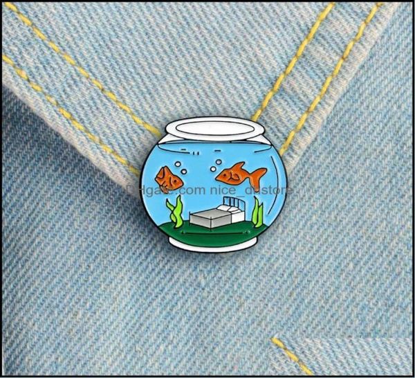 

pins brooches jewelry fish tank two bed sea cute cartoon gift for kids girl personality special brooch ornament lapel badge drop d7562367, Gray