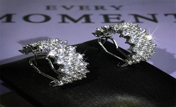 

choucong unique ear cuff sparkling luxury jewelry 925 sterling silver pave white sapphire cz diamond olive branch earring women we1323608