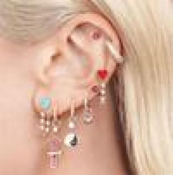 

lover girlfriend gift romantic cz link chain red enamel heart long chain earring luxury gorgeous women jewelry2867531, Golden;silver