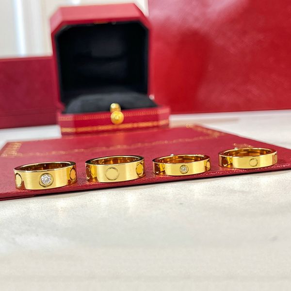 

engagement ring love band ring lovers classic gold diamond rings luxury jewelry titanium steel gold-plated never fade not allergic, Silver