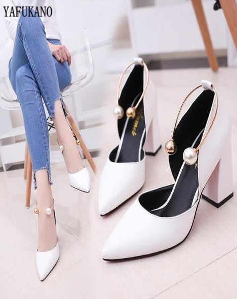 

women pumps elegant pearl high heels white thick with single shoes middle hollow fashion simple woman work shoes y2003238882891, Black