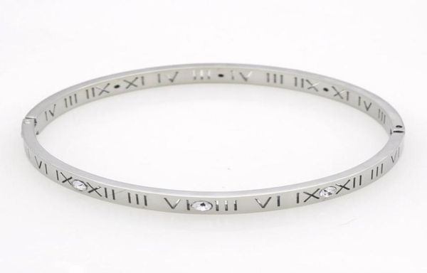 

fashion new stainless steel roman with diamond bracelet jewelry cuff 18k rose gold plate bangles bracelets for women love bracelet3600728, Black