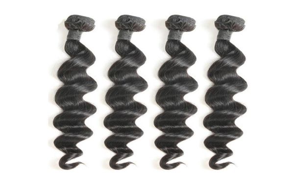 

elibess hair brazilian loose wave bundles 50gpcs 4pcs loose wave remy salon human hair bundles natural color9764586, Black