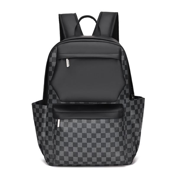 

Factory wholesale men shoulder bags 8 colors lightweight soft leather travel backpack lightweight waterproof outdoor leisure backpacks large-capacity laptop bag, Brown-lattice-2208#