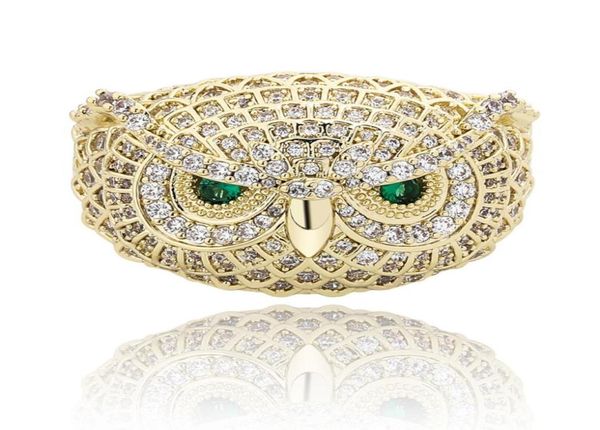 

luxury zircon owl rings for men women trendy fashion rappers rhodium 18k gold plated hip hop cluster rings jewelry2969137, Golden;silver