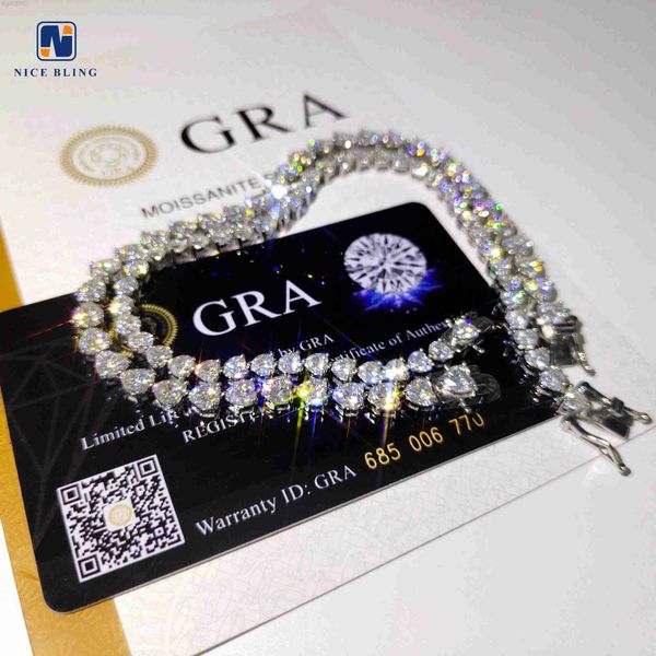 

jewelry designer iced out heart shape tennis chains vvs moissanite diamond bracelets 4*4mm 5*5mmheart bracelet, Silver