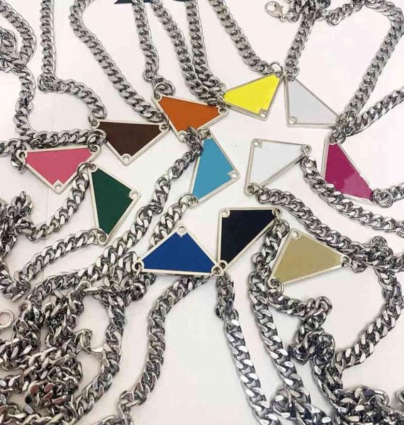 

luxury design pendant necklaces fashion for man woman inverted triangle letter designers jewelry trendy personality clavicle chain2988384, Silver