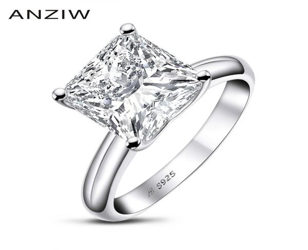 

ainuoshi 925 sterling silver 3 carats princess cut engagement ring for women sona simulated diamond anniversary solitaire ring y112169887, Golden;silver