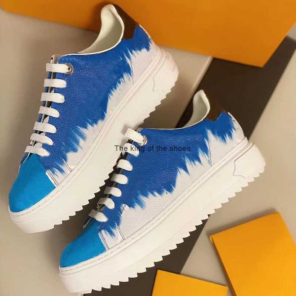 

women platform time out sneaker calfskin leather lace-up shoes runner trainers 3d flowers sneakers with box no42, Black