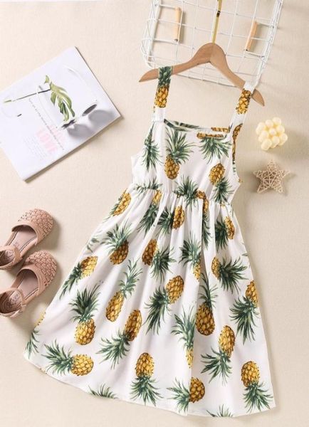 

girls pineapple print cami dress she012345678910116636015, Red;yellow