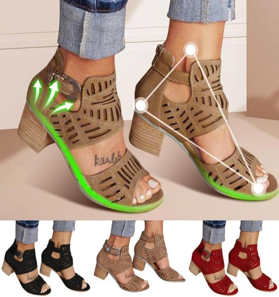 

summer women ladies fashion peep toe high heel solid buckle casual shoes sandals comfortable plarform sandalias mujer 20202517764, Black