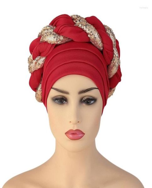 

berets already made turbans for women head wrap african hat cover muslim auto gele aso oke headwear bonnets4631167, Blue;gray