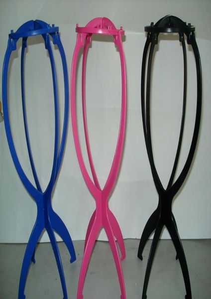 

professional folding plastic wig stand stable durable hair support display wigs hat cap holder hair extension tools6373394, White