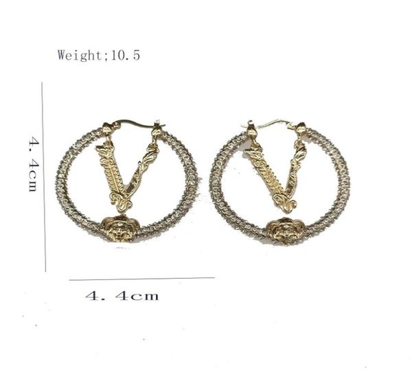 

18k gold plated designer letters stud dangle chandelier long earring crystal luxury brand women rhinestone pearl earrings wedding 8305700, Silver