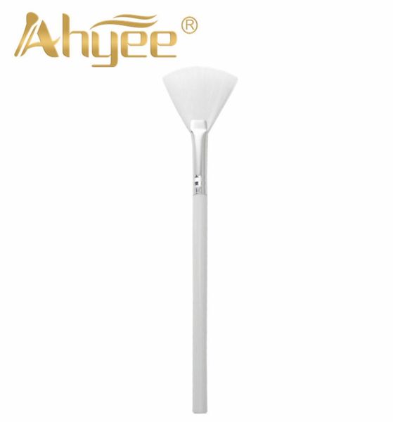 

2018 white mask facial fan makeup brush with plastic long handle curved synthetic hair skin care diy beauty applicator9226285