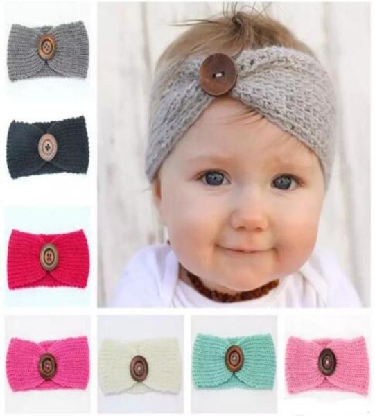 

new baby girls fashion wool crochet headband knit hairband with button decor winter newborn infant ear warmer head headwrap7175109, Silver