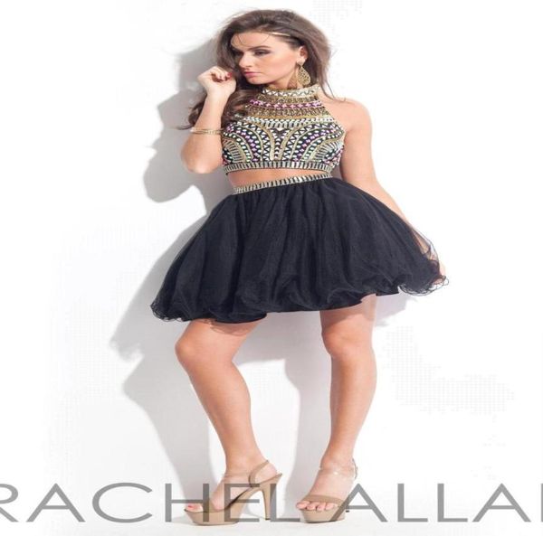 

new arrivals 2016 two pieces homecoming dresses high neck beads rhinestone open back tulle mini short prom party dresses 7948955, Blue;pink