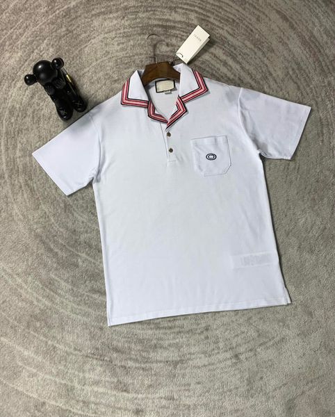 

2023 designer stripe polo shirt t shirts snake polos bee floral mens high street fashion horse polo luxury t-shirt#016, White;black