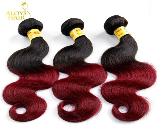 

ombre malaysian human hair extensions 2 two toned 1b99j burgundy red grade 8a malaysian body wave virgin hair weave wavy 9983532, Black