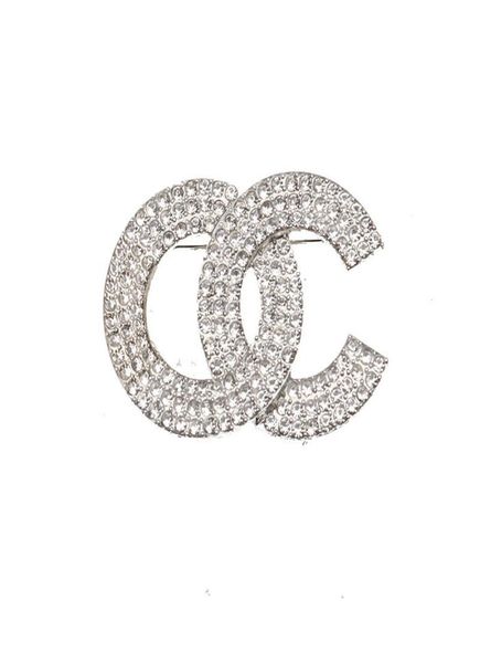 

classic brand luxury desinger cryatal pearl brooch famous women rhinestone double letters brooches suit pin fashion jewelry clothi8224744, Gray