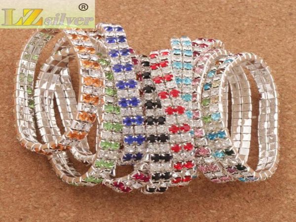 

20pcslot crystal bracelet 3sizes red spring silver plated 2rows rhinestone bracelets tennis fashion jewelry 80stones 84stones 881780785, Golden;silver