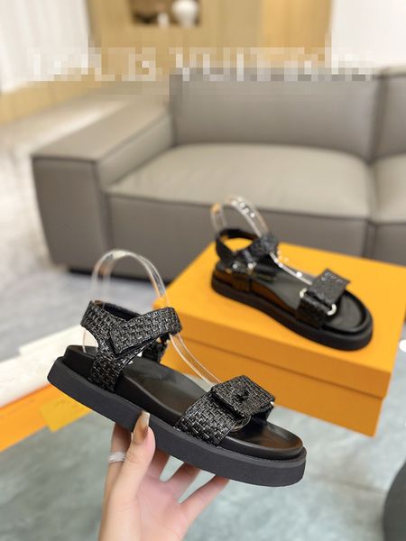 

fashion classic h women sandals slippers slide summer designer luxury leather rubber flip 0516, Black