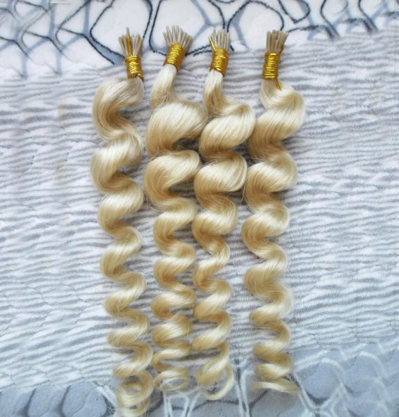 

i tip human hair extensions 100gstrands 1 bundles extensions keratine blonde brazilian hair loose wave human hair extensions caps2988250, Black