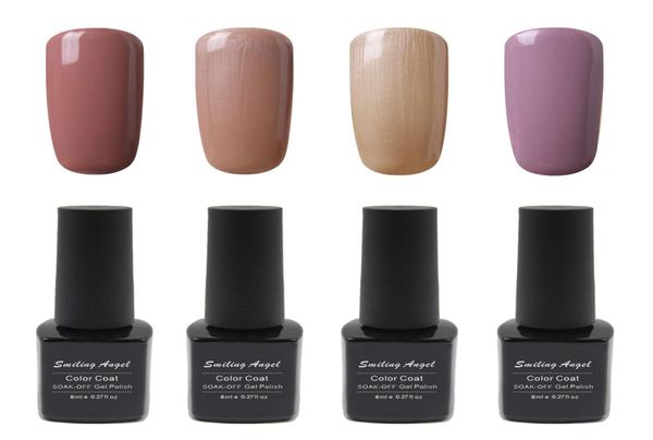 

whole smiling angel 4pcs french kit color uv lamp led soak off base coat nail gel polish set varnish venis semi permanent8436143, Red;pink