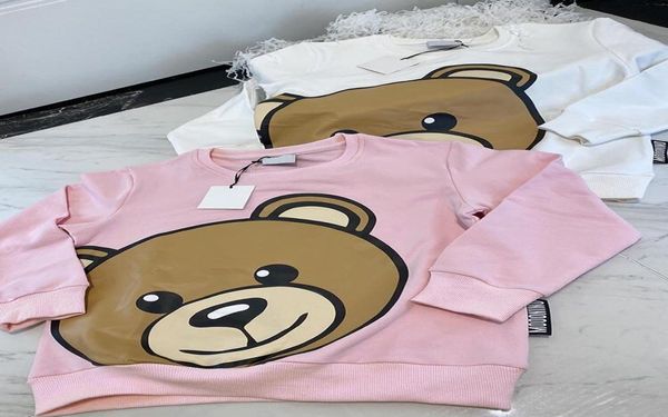 

kids spring summer 22ss cotton hoodie big bear pattern baby children sweatshirts loose size 90130cm5765040, Black