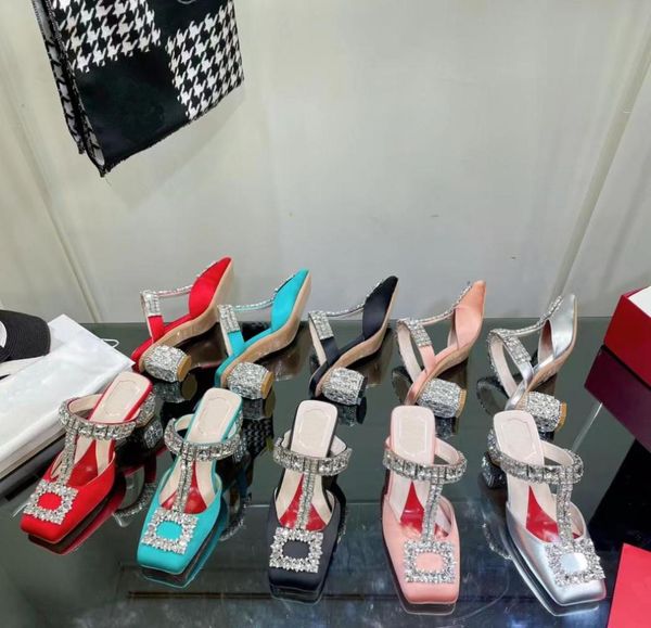 

suspender back drill buckle diamond heel sandals with crystal series slippers lefour muller shoes upper heat seal siz5475804, Black