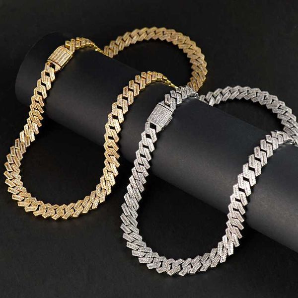 

mens hip hop rapper jewelry 12mm silver gold baguette chain iced out diamond miami cuban chain necklace and bracelet