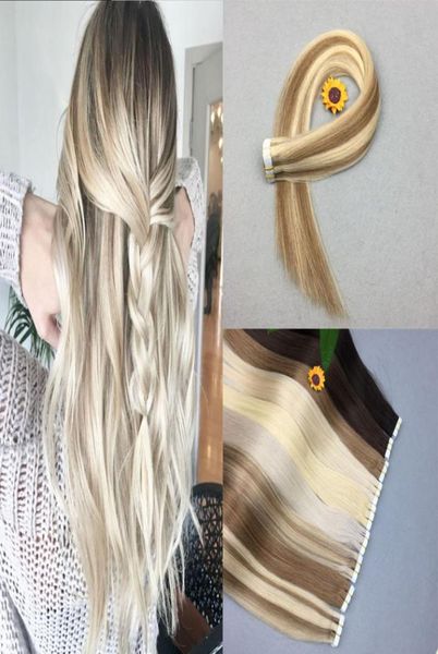 

pu tape in hair human hair extension silky straight 100 remy human hair 60 platinum blonde party style 5496735, Black