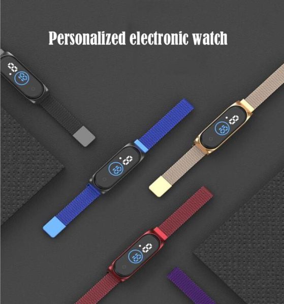 

student electronic waterproof watch magnet milano with m4 sports smart bracelet twocolor display screen for children and adults8010745, Blue