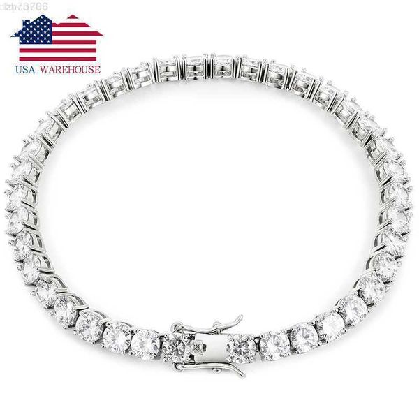 

drop shipping usa stock 5mm womens white gold plated 925 sterling silver vvs moissanite diamond cluster tennis bracelet
