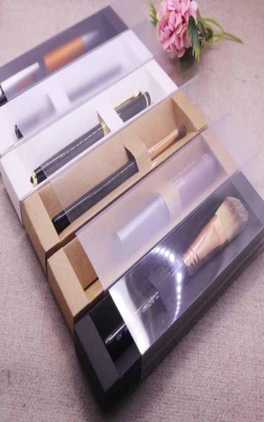 

new vintage kraft frosted cover slide eyebrow box clear window pen box white lip sticker black cosmetic single package4370440, Black;white