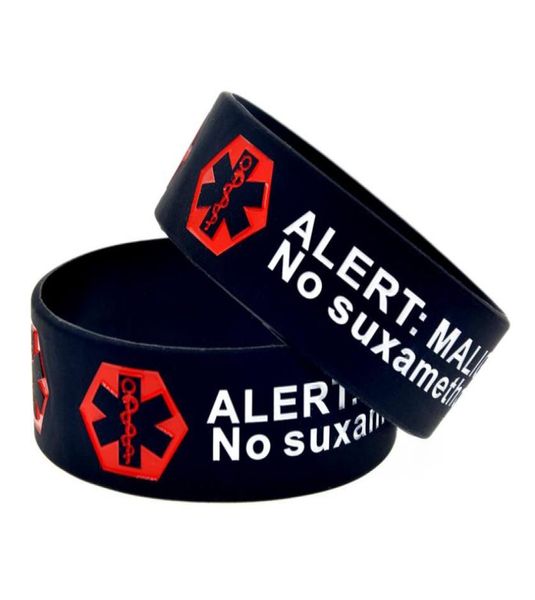 

1pc alert malignant hyperthermia silicone wristband 1 inch wide a great message to carry in case emergency3428274, Black