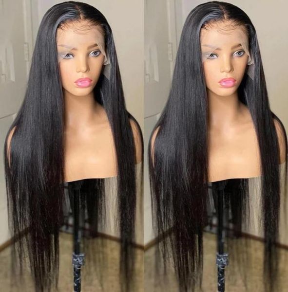 

150remy baby hair 13x6 transparent hd lace front wig bone straight human hair lace frontal wigs brazilian straight 4x4 lace closu2735153, Black