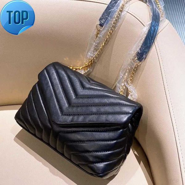 

2023 luxury handbag shoulder bag brand loulou y-shaped designer seam leather ladies metal chain black clamshell messenger bags box whh