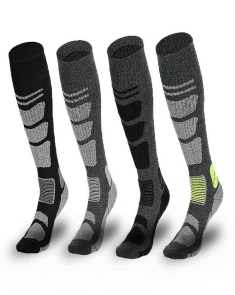 

sports socks merino thermal wool long tube winter warm skiing hiking snowboarding climbing outdoor women men9334037, Black
