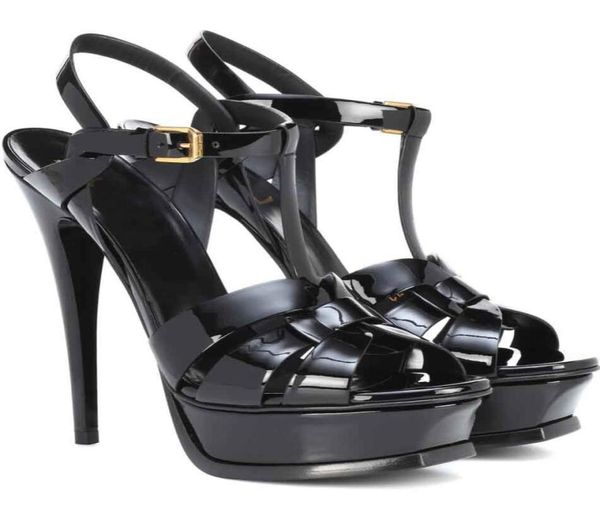 

elegant tribute platform women sandals patent leather brands women039s intertwining straps high heels lady sandalias original 4361681, Black
