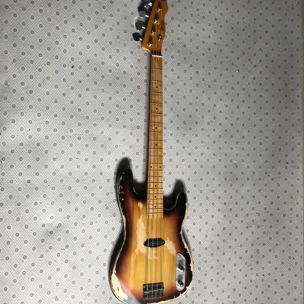 

aging sunburst 4-string bass alder body 1 pick up chrome hardware, ing