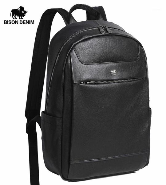 

bison denim genuine leather fashion backpack 15 inches lapbag travel backpack schoolbag for teenager quality mochila n2003619578110