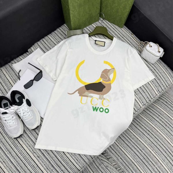 

designer t shirt 23ss new puppy print tshirt crew neck cotton blend geometric fashion couples tshirt summer women clothing quick drying and, White