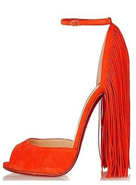 

enmayer sheepskin multi big size 3543 women thin heels sandals tassel high shoes party12cm platform pumps fashion buckle6797949, Black