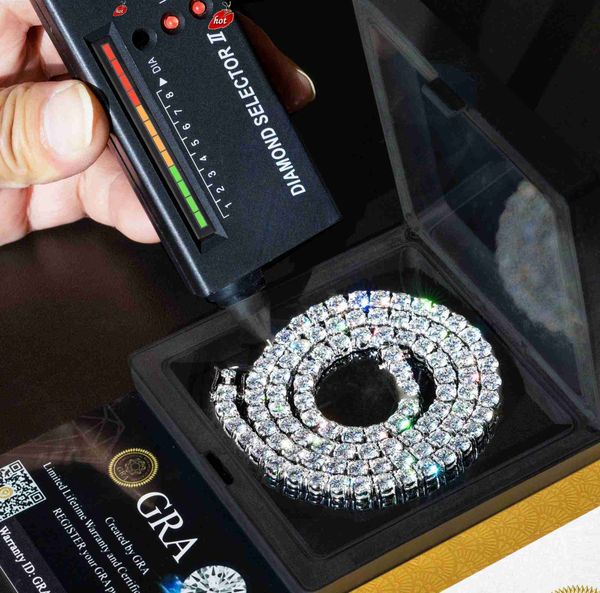

jewelry designer wholesale price pass diamond tester 2/3/4/5/6.5mm s925 sterling silver stock vvs moissanite tennis chain necklace