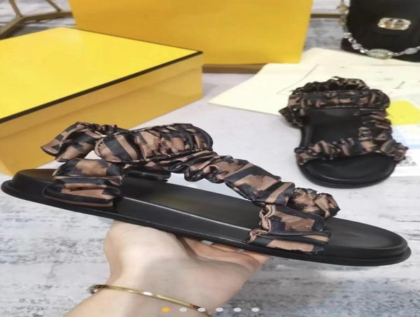 

print women039s feel brown satin sandals silk scarf soft flat slippers beach slides slippers loafers muller shoes upper with he1616465, Black