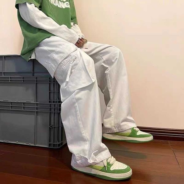 

cargo pants men's summer hip-hop american fashion brand versatile casual pants ins trend loose straight wide leg pants, Black