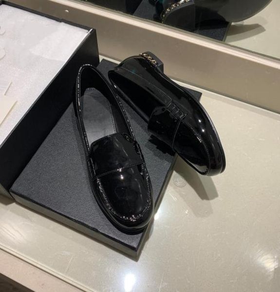 

early spring fashion dress shoes women autumn patent leather loafers metal decoration flats sewing shoess size 3541 elegant tempe1001540, Black