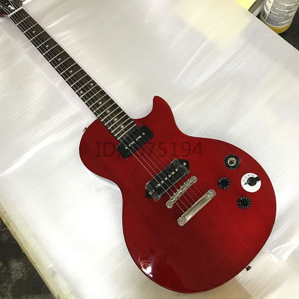 

red lp electric guitar with p90 pickup and ing