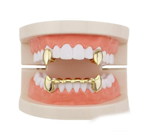 

hip hop smooth grillz real gold plated dental grills vampire tiger teeth rappers body jewelry four colors golden silver rose gold 1200590, Black